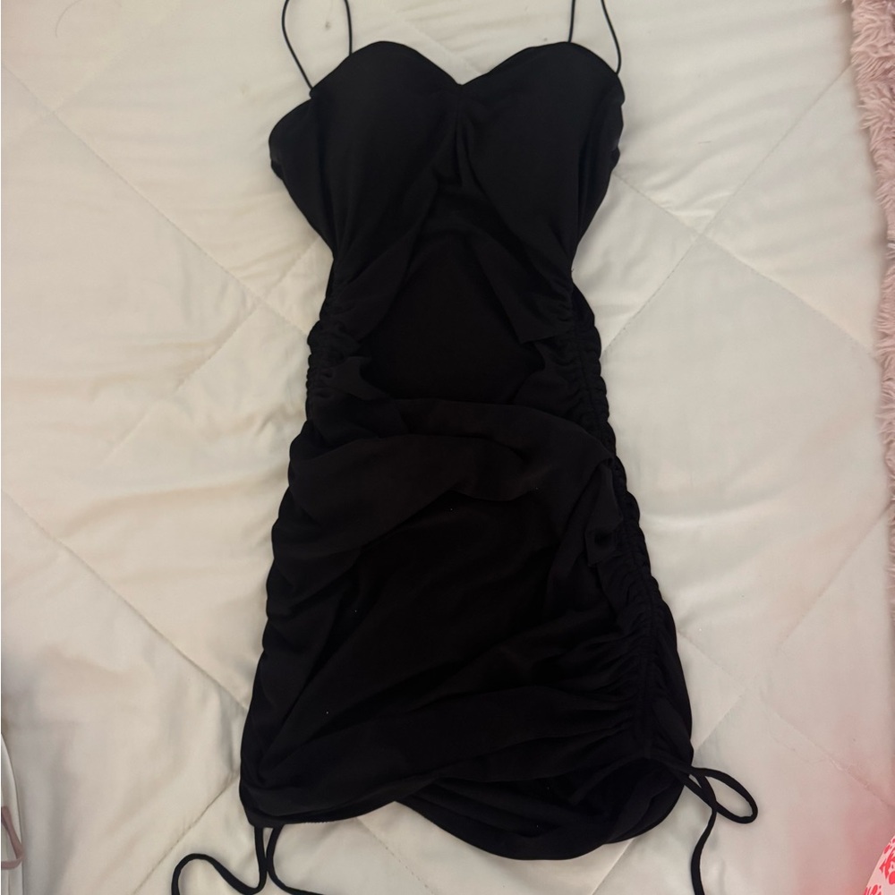 Windsor Black Ruched Mini Dress